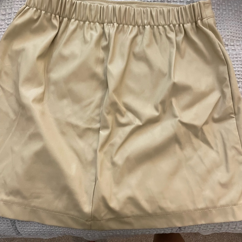 Beige Faux Leather Skirt